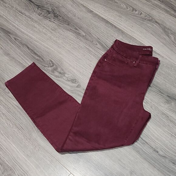 Chico's Burgundy Girlfriend Slim Leg Ankle Pant - Picture 2 of 8